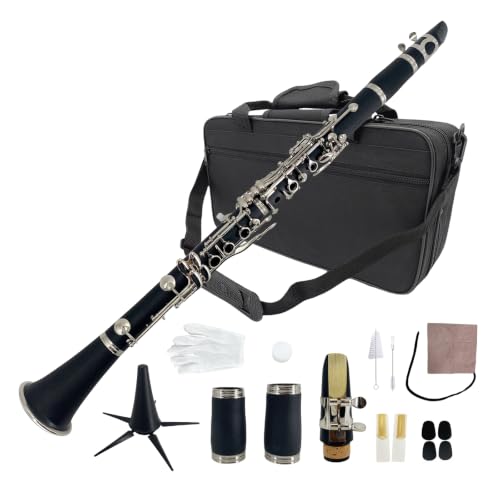 WUQIMUSC Bb Clarinet for Beginners, Student B Flat Clarinet with Ebonite Body & Nickel-Plated...