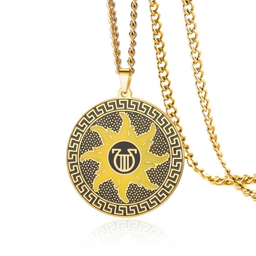 VASSAGO Apollo Collier en acier inoxydable avec pendentif dieu du soleil mythologie grecque Bijoux de protection Cadeaux pour homme et femme, Réglable, Acier inoxydable, Pas de pierre précieuse