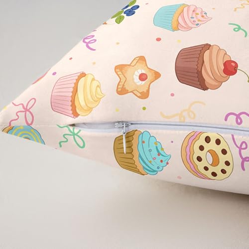 Housse de coussin cupcake 40x40 protège-oreiller lavable pour lit ado rose - 6