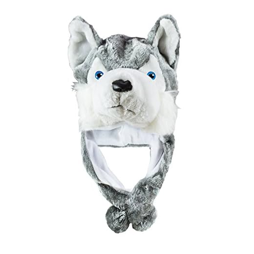 Super Z Outlet Cute Plush Animal Hat Winter Warm Winter Fashion Clothing Accessories (Husky/Wolf-Short)