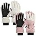 Ckuakiwu Ski Gloves for Kids Aged 6-12 5-Finger Touchscreen Coldproof Ice Skating Gloves with Non-Slip Palms Elastic Wrist Kids Ski Gloves with Anti-Lost Buckle for Winter Sports White,Ski Gloves