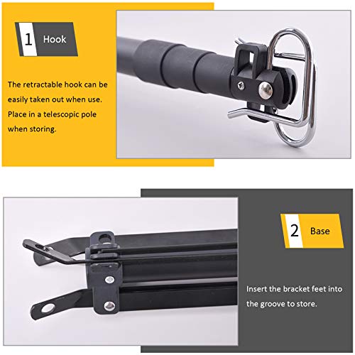Omuky Telescopic Lantern Stand With Base Outdoor Camping Lamp Stand Pole Adjustable Lantern Pole (Black) #TOP4