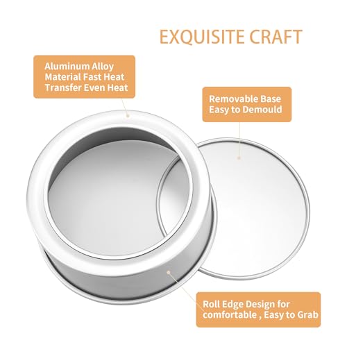 3 Pcs Round Cake Tin 8 Inch, Aluminum Deep Cake Tin with Removable Bottom, Non-Stick Round Baking Pan for Cake Baking, Cake DIY, Party, Birthday, Wedding - Image 4
