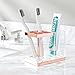 mDesign Plastic Toothbrush and Toothpaste Storage Organizer Holder - Home Decor for Bathroom Countertop - Holds Toiletries and Beauty Accessories - Lumiere Collection - Clear/Rose Gold