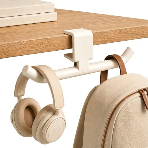 80-lb Heavy-Duty Bag Hook for Desk or Table Adjustable Purse Hanger Purse Hook Backpack Holder for Table & Handbag Hanger Space-Saving Organizer for Classroom Dorm Office Home and Cafe Tables (White)