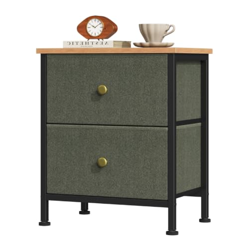 DUMOS 20'' Bedside Night Stand with 2 Fabric Drawers