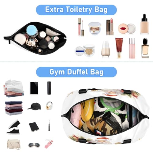 ALAZA Reindeer Animal Santa Claus Merry Christmas Duffel Bag with Shoe Compartment Tote Bag Weekender Overnight Bag with Wet Pocket for Travel,Gym,Yoga,Swimming4