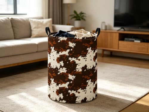 Image of Baby Laundry Hamper kids laundry Basket Waterproof Laundry Bag for Bedroom Clothes Organizer Room Decor(Cow Pattern)
