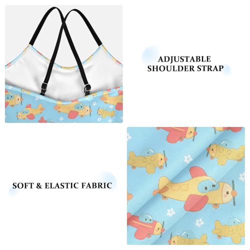 senya Girls Swimsuits One-Piece Swimwear Tie Bathing Suit Beach Summer Round Neck 7-8T Aircraft Pattern3