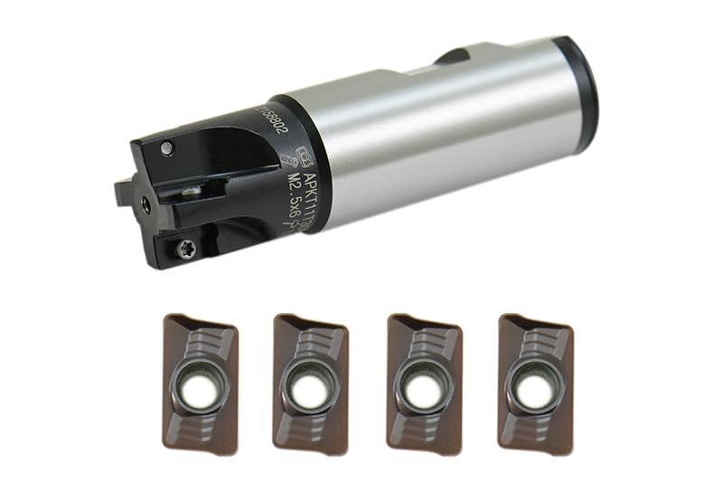 Image of SHARS 1 inch 90 Degree Square Shoulder Indexable End Mill with 4 PCS APKT 11T308 Inserts 404-2410W+404-6540(4) P[