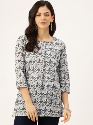 Image of feranoid Printed Top with Round Neck & 3 /4 Sleeves (S-XXL)