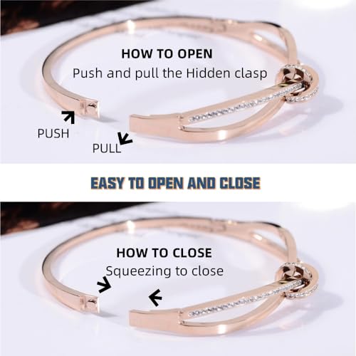 Generic Rose Gold Bow Bangle Bracelet For Women Personalized Cubic Zirconia Stainless Steel Bracelets Oval Butterfly Knot Bangles Bracelets Gifts For Love thumb #4