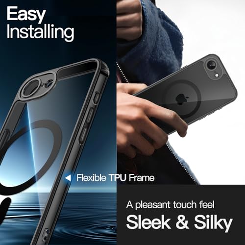 Image of JETech Magnetic Cover Case for iPhone 17e (2026) / iPhone 16e Compatible with MagSafe, Shockproof Phone Bumper Cover, Anti-Scratch Clear Back, 6.1-Inch Display (Black)