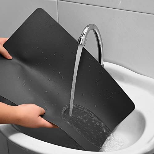 Placemats Set of 6, Washable Non-Slip Waterproof Christmas Placemats, Heat Insulation PU Leather Table Mats, Place Mats Suitable for Kitchen Indoor Outdoor Dining Table Restaurant, Darkgrey