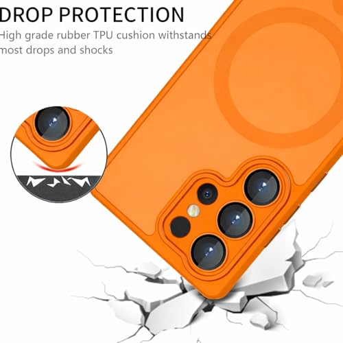 Image of Elzzi Magnetic Magsafe for Samsung S26 Ultra Case, Upgraded [Full Camera Protection] [Compatible with Magsafe] [Translucent Matte] Shockproof Protective Phone Case for Men & Women - Cosmic Orange
