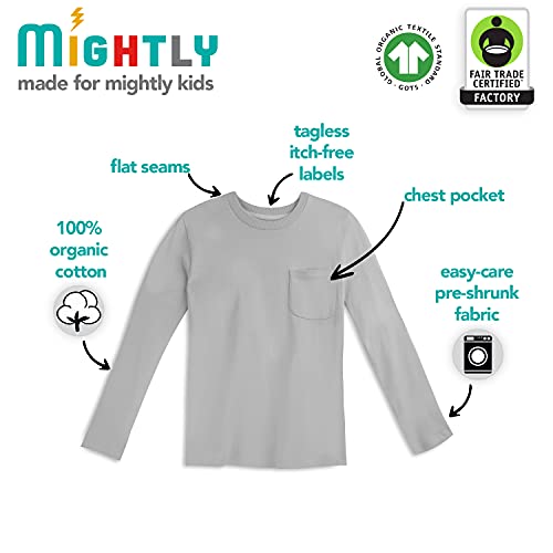 Mightly Boys and Girls' Long Sleeve Raglan Shirt | Organic Cotton, Colorful Casual Stylish Clothes, Soft&Fresh Crew Neck Tee, Set for Toddlers & Kids, Fair Trade Certified 2-Pack, Raspberry&Teal, 63
