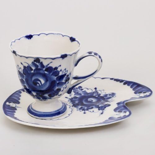 Gzhel Porcelain Teacup and Saucer Set "Veronika"