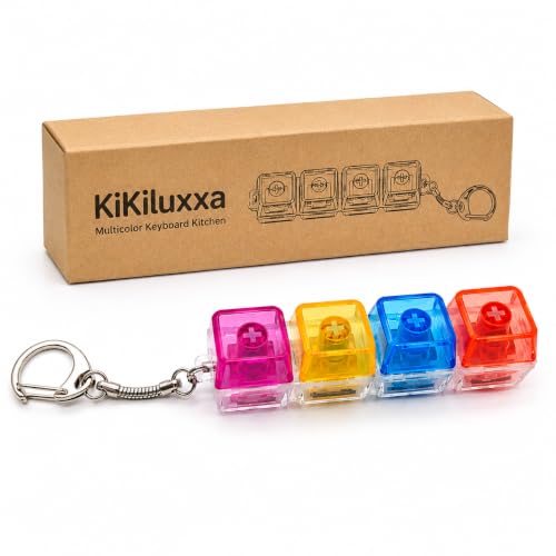 Image of KiKiluxxa Mechanical Switch Keyboard Keychain,Clicky Fidget Keychain with Multi Colour LED, Stress Relief Clicker, Portable EDC Keyring for Office, Travel & Daily Use -4B Multiclour
