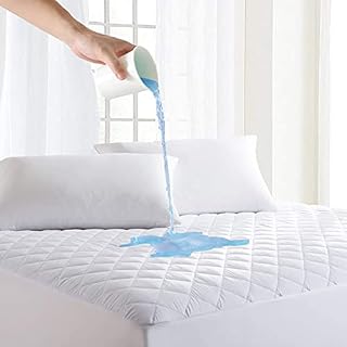 Quilted Waterproof Mattress Protector Double Extra Deep Mattress Topper Double Bed Pad Comfortable and Machine Washable Double Matress Fitted Bed Cover (Double Mattress Protector)