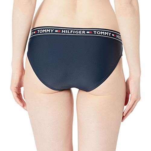 Tommy Hilfiger Women's Classic Full Coverage Bikini Bottom, Navy Logo, M2