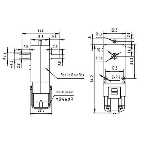 ShangHJ 4 Sets DC Gearbox Motor TT Motor 200RPM Tire Wheel DC 3-6V 1:48 Male Connector with 1Pc L298N Motor Drive Controller Board for Arduino Micro:bit Smart Car