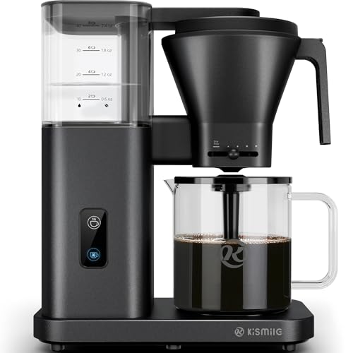 Image of Kismile SCA-Certified 8 Cup Drip Coffee Maker, Pour Over Coffee Machine with 3s Instant Heat 197-205℉, Adjustable Flow Control, Removable Water Tank, Deep Cold Brew & 40 Min Keep Warm (Dark Grey)