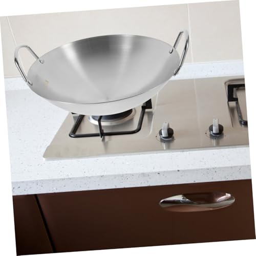 Wok de acero inoxidable plateado con dos asas 32 cm miniatura 7