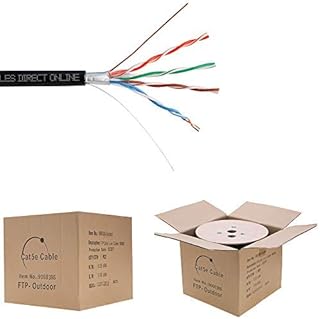 Cables Direct Online 1000FT CAT5e FTP Outdoor 24 AWG Cable Shielded Wire Solid Direct Burial UV (1000FT, FTP)