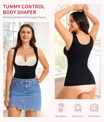 Gotoly Women's Waist Cincher Tummy Control Shapewear Compression Vest Invisible Body Shaper Black