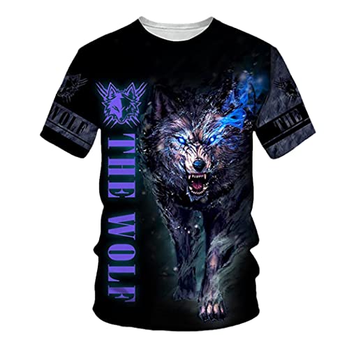 T-shirt l'été loup Harajuku R-2 col rond à manches courtes style décontracté taille M pour homme
