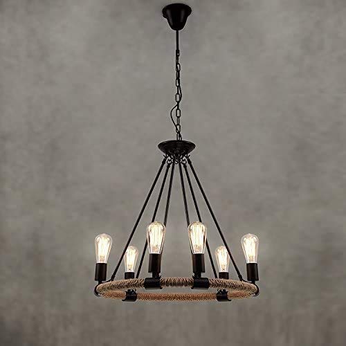 Lámpara de techo E27 de cuerda rústica industrial para iluminación interior 2