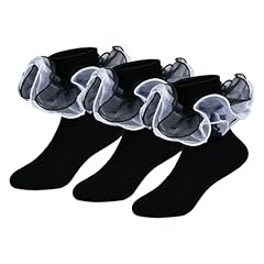 Girls Ruffle Socks - 3 Pairs Black