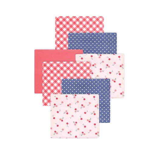 Image of Little Treasure Hudson Baby Cotton Poly Flannel Receiving Blankets Multipack, Pink Cherry Sweet, 30x30 inches