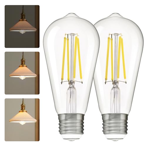 Image of ALAMPEVER 3 Way Light Bulbs 2 Pack, 30 /70 /100W Equivalent, Bright ST19 LED Light Bulb, 5000K Daylight White, 300 /800 /1200LM, 3 /5 /8W, E26 Base, Non-Dimmable, Ideal for Living Room, Bedroom, Home Office
