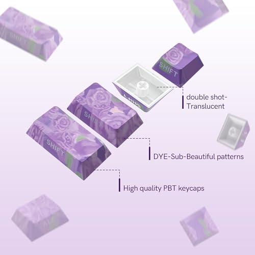 Image of dagaladoo Purple Keyboard keycaps,Double Shot PBT keycaps | Shine Through Keycaps dye-sub,Side Print,Cherry Profile keycaps for Mechanical Keyboard 60% /65% /75% /TKL /96% /100% US Layout