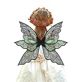 ALIBBON Alas de hadas negras transparentes disfraz de alas de hadas para niños y niñas, alas de mariposa con purpurina, accesorios de vestir para fiesta de Halloween, cosplay, disfraces de vacaciones