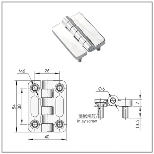 Charnière industrielle 54x40 à roulement fluide et fixation externe renforcée - 5
