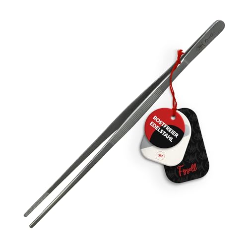 Fysell – Kochpinzette 30,5 cm extra lang zum Kochen, Grillen & Backen – Grillpinzette aus rostfreiem Edelstahl – Küchenpinzette zum Dekorieren, Anrichten & Wenden – spülmaschinenfeste Fleischpinzette