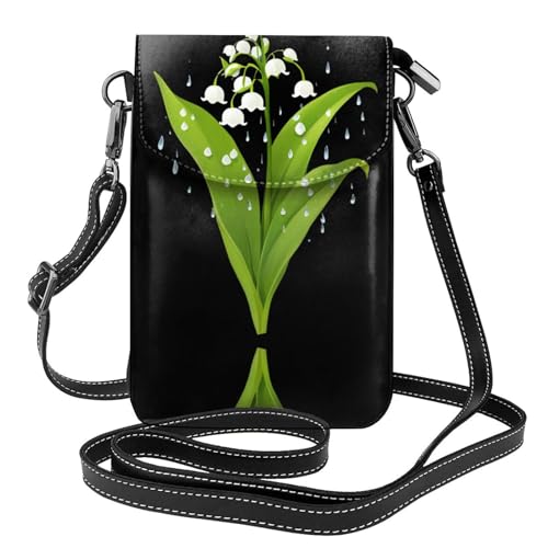 Sac bandoulière portable cuir imprimé muguet pochette téléphone