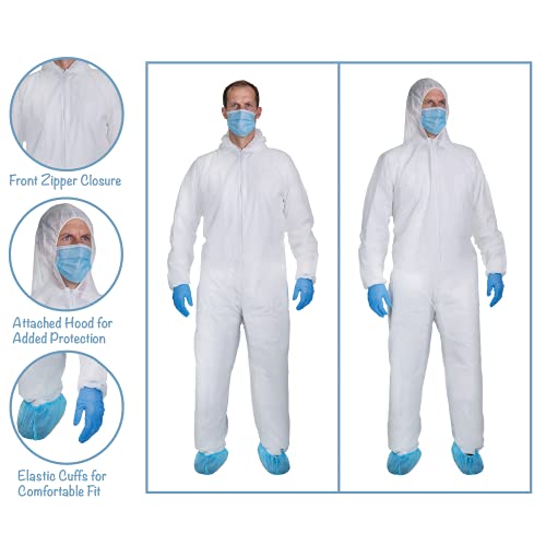 Disposable Coveralls With Hood | White | 1 Pack | 3Xl | Polypropylene Pp Breathable Suit #TOP2