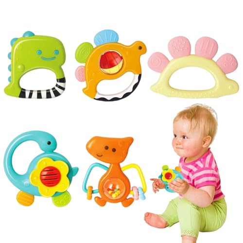 Juguete de dentición de bebé, teether con sonajero - TECHA EDUCATIVO TEMPRANO TEATER,Anillos de la dentición de juguete Aprendizaje sensorial para el cumpleaños Año Nuevo Pascua de Navidad
