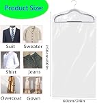 15 Pack (24 x 60 In) Plastic Clear Clothes Covers, Dry Cleaners Bags, Hanging Garment Bags, Dust-Proof Protector Covers for Home Storage, Clothing Stores & Travel