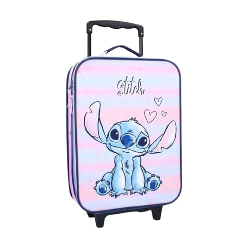 Valise Stitch violette 42 cm : le bagage à roulettes idéal pour fille