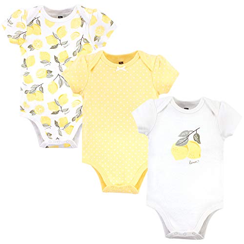 Hudson Baby Unisex Cotton Bodysuits, Lemon, 3-6 Months
