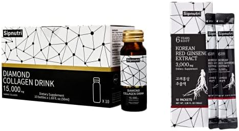Sipnutri Diamond Collagen Drink 15000mg and Korean Panax Ginseng Extract 3000mg