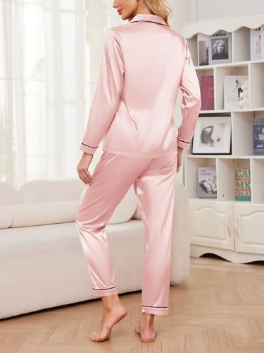 VENTELAN Women Button Up Pajama Set Long Sleeve Shirt And Long Pajama Pants Soft Pjs Lounge Sets,S-3XL2