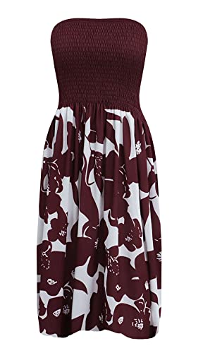 Image of Zyyfly Strapless Dress for Women Summer Beach Boho Smocked Tube Top Dress