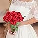 Mocoosy 50 Pcs Artificial Flowers Red Roses Bulk, Real Looking Fake Foam Roses with Stems DIY Wedding Bouquet Floral Arrangement Bride Shower Centerpieces Valentines Day Christmas Tree Decorations