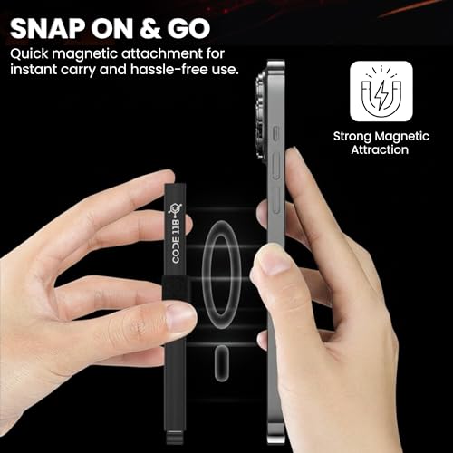 Image of CODE 118 Wallet for Men - Slim Minimalist Aluminum Magnetic Card Holder - RFID Blocking Front Pocket Mag Safe Wallet with Strong Magnet Attachment (Topographic Black)