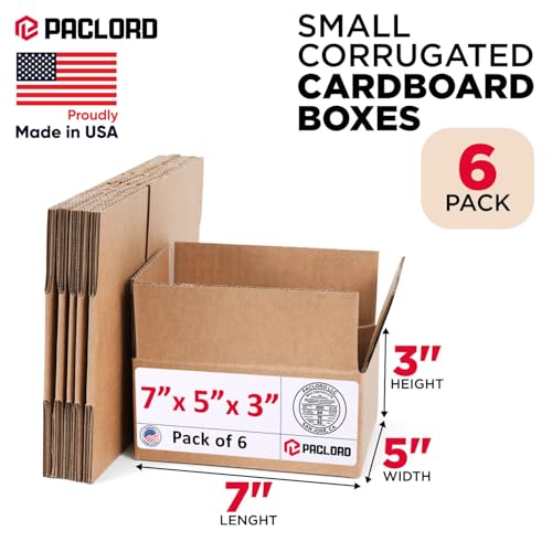Image of Small Cardboard Boxes 7 inchL x 5 inchW x 3 inchH (Pack of 6) - USA-Made Packing Boxes for Moving, Shipping, or Storage - USPS, UPS, FedEx Approved - Professional Packing Supplies for Moving